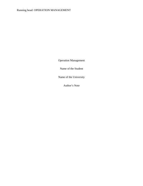 Assignment on Operational Management_1