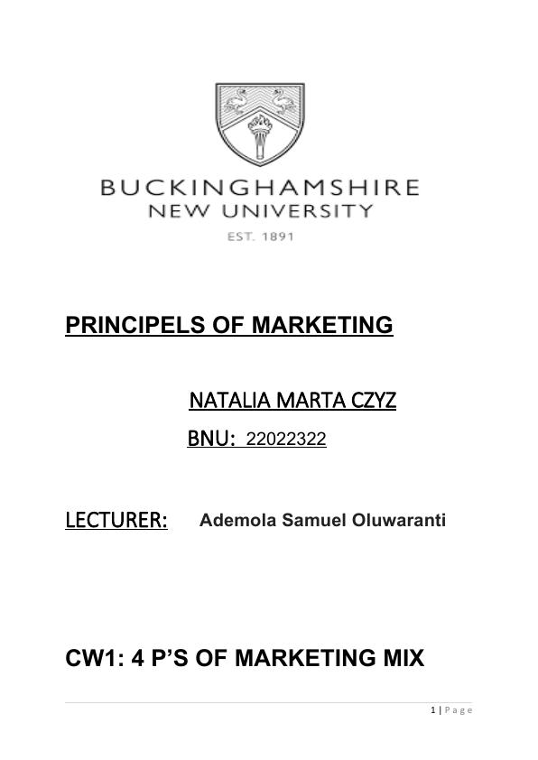 Principles of Marketing Assignment 2022_1