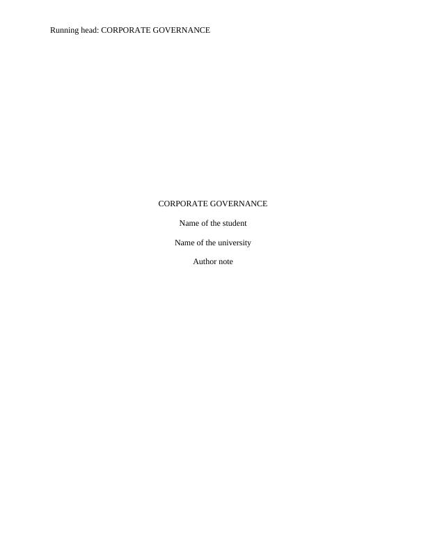 Corporate Governance | Assignment_1