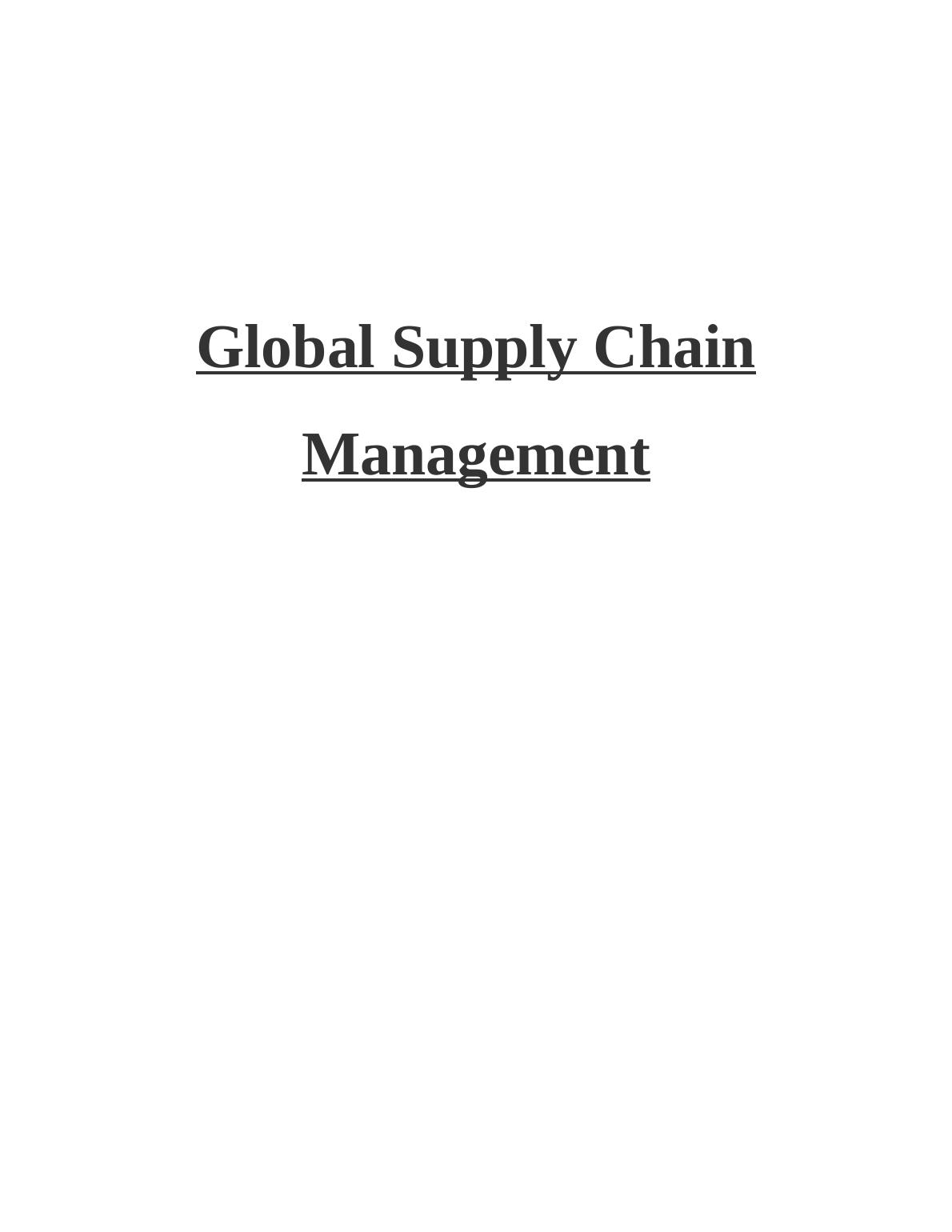 supply chain management assignment topics