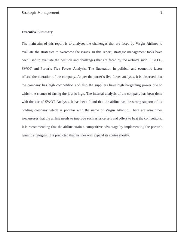 Challenges and Strategies for Virgin Airlines: A Strategic Management Analysis_2
