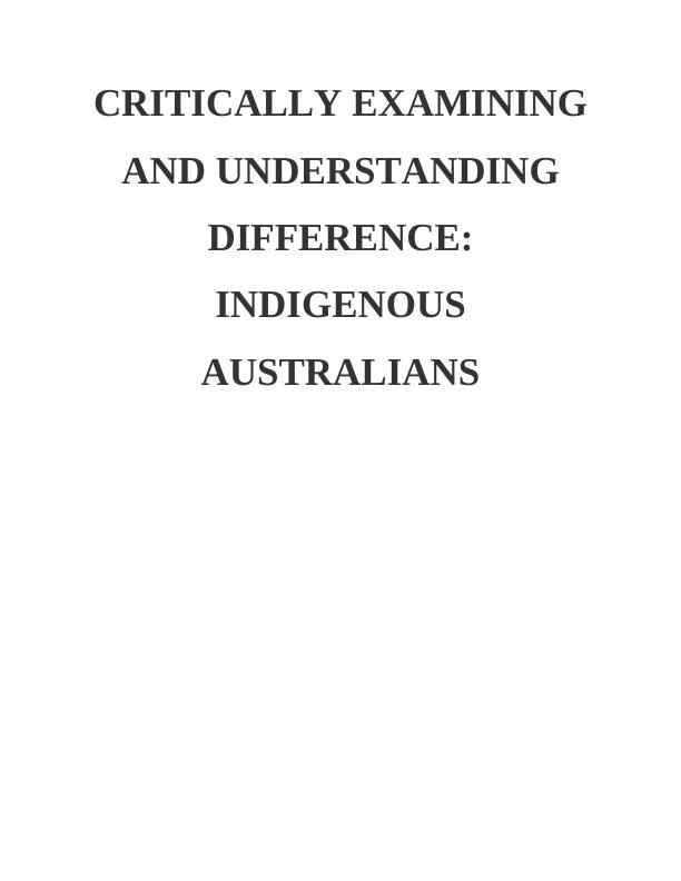 Indigenous People in Australia - Essay_1