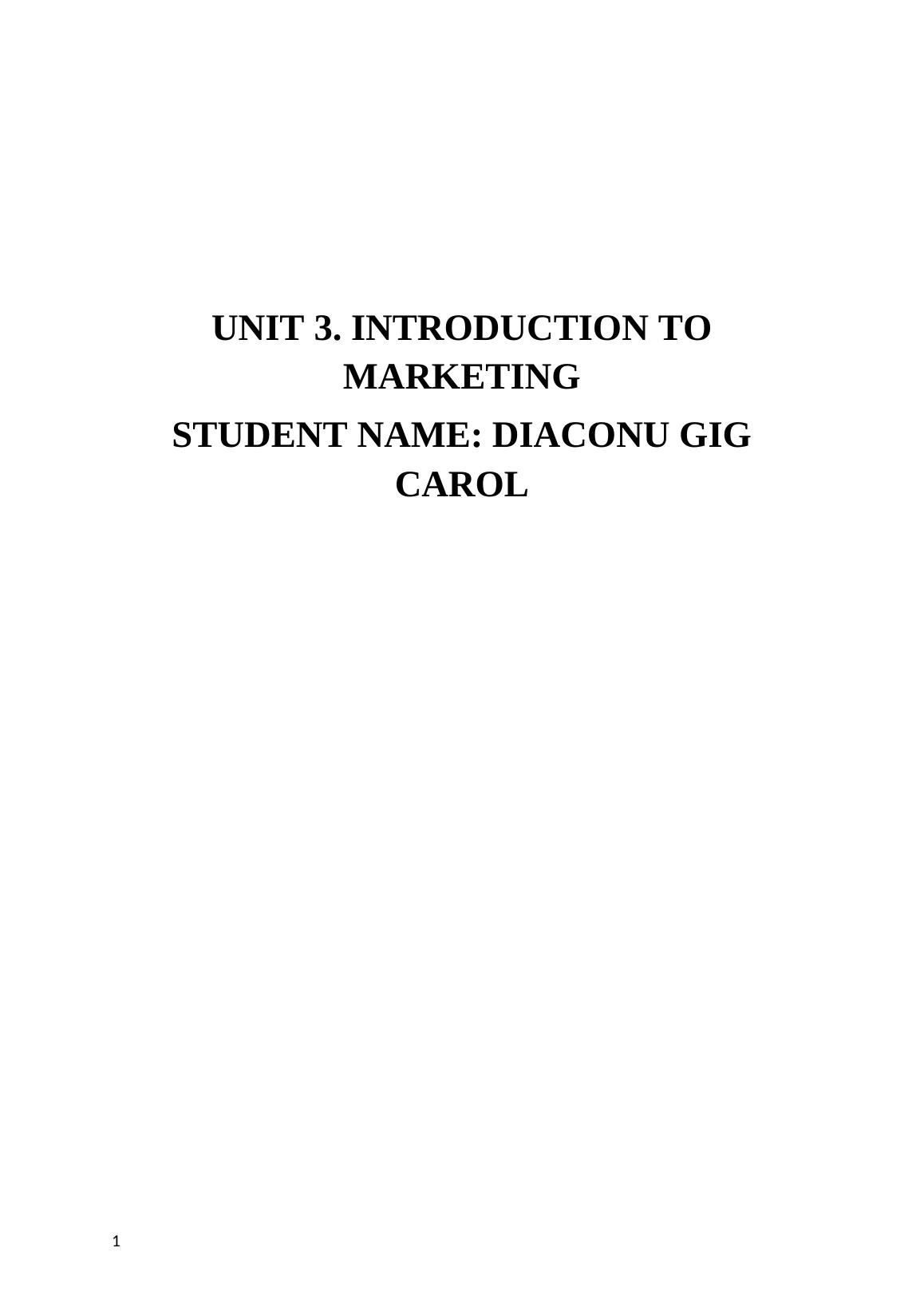 Assignment Introduction of Marketing_1