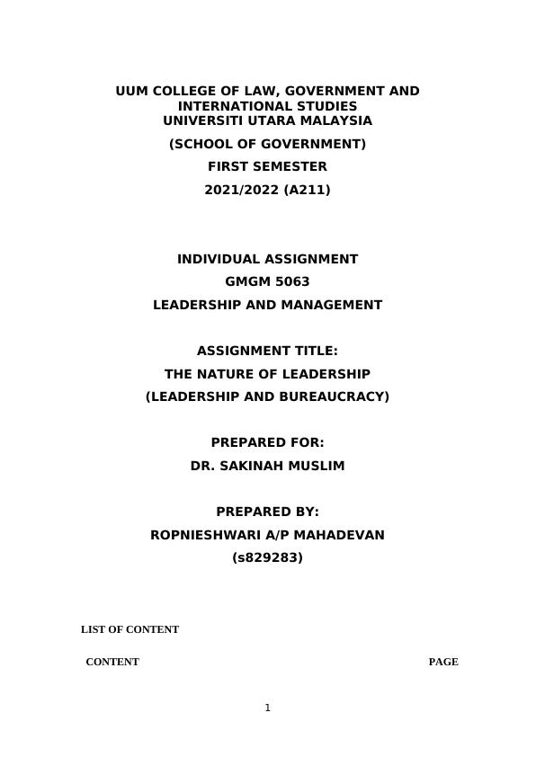The Nature of Leadership And Bureaucracy- GMGM 5063_1