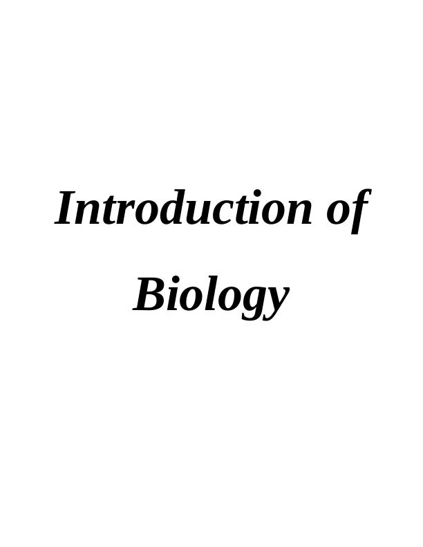 Introduction of Biology