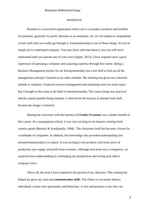 Business Reflective Essay_2