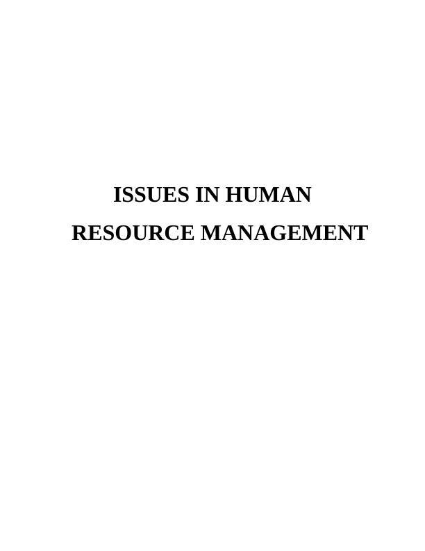 Issues in Human Resource Management - Assignment_1