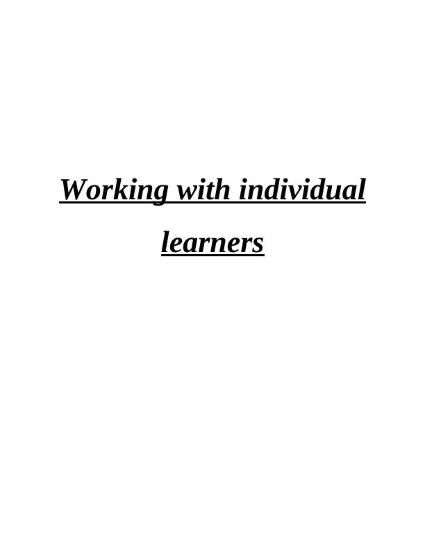 Working with Individual Learners: Responsibilities, Strategies, and Effectiveness_1