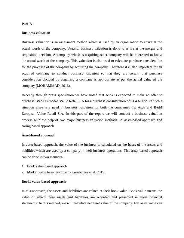 business valuation assignment