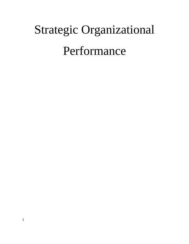 Strategic Organizational Performance | Report_1