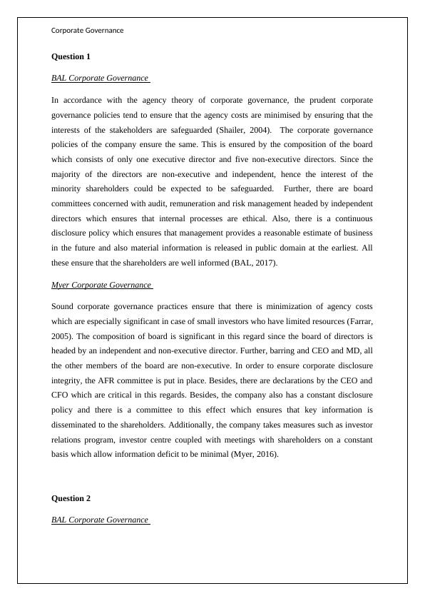 ACC03043 - Agency Theory of Corporate Governance | Assignment_2