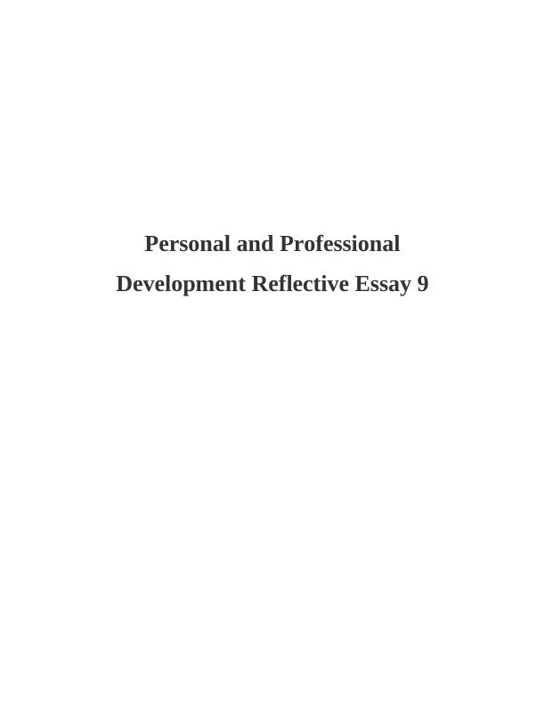 Personal and Professional Development Assignment (Solved)_1