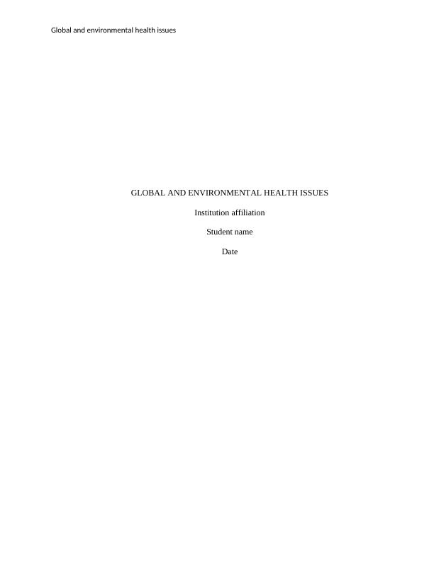 Global and Environmental Health Issues_1