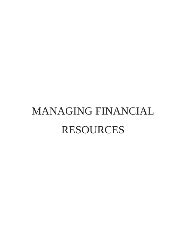 Managing Financial Resources | Report_1