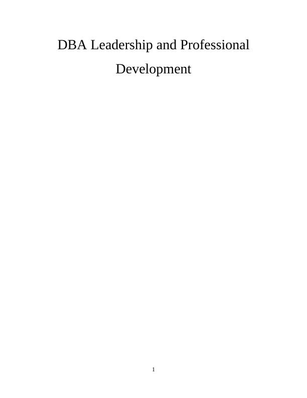DBA Leadership and Professional Development_1