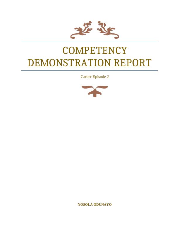 Competency Demonstration Report Sample Assignment_1