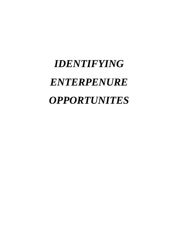 Identifying Entrepreneurial Opportunities | Assignment Solution_1