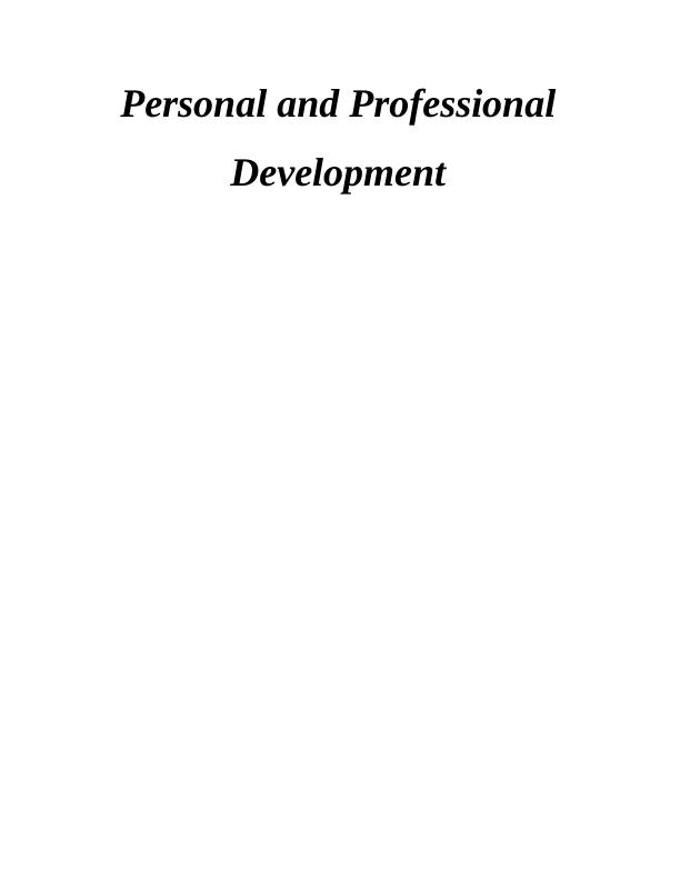 Personal and Professional Development Report - Sainsbury_1