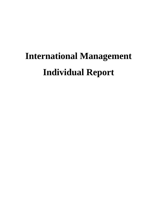 International Management Individual Report INTRODUCTION 1 TASK 11 Air Pie Food Retailing Industry_1