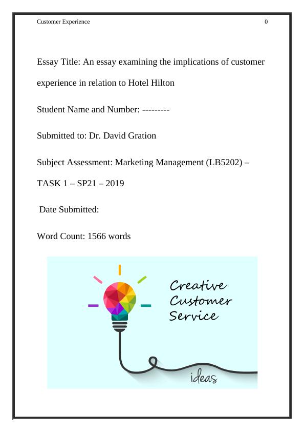 Implications of Customer Experience in Hotel Hilton_1