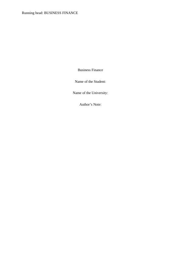 Business Finance - Analysis of Investment in First Financial Product_1