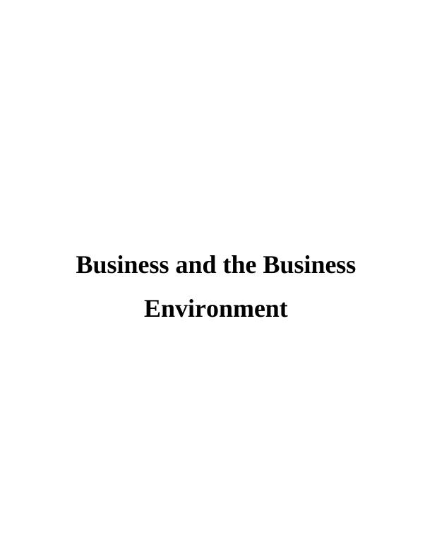 (Solved) Business and the Business Environment Assignment_1