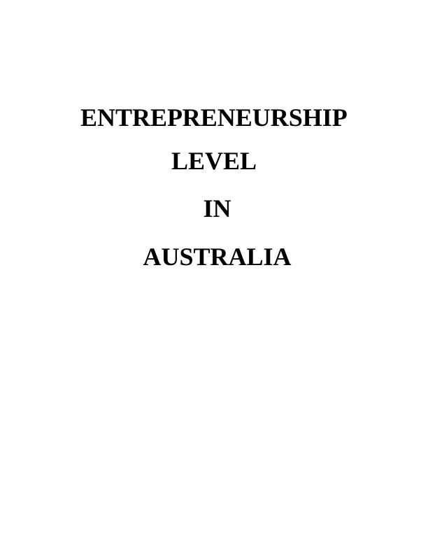Entrepreneurship Level in Australia_1