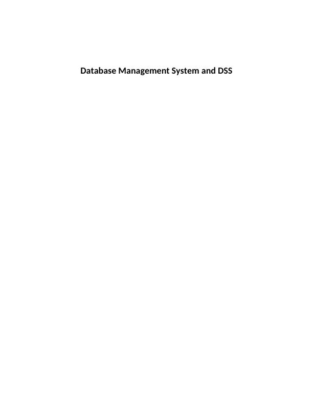 Database Management System and DSS - Assignment_1