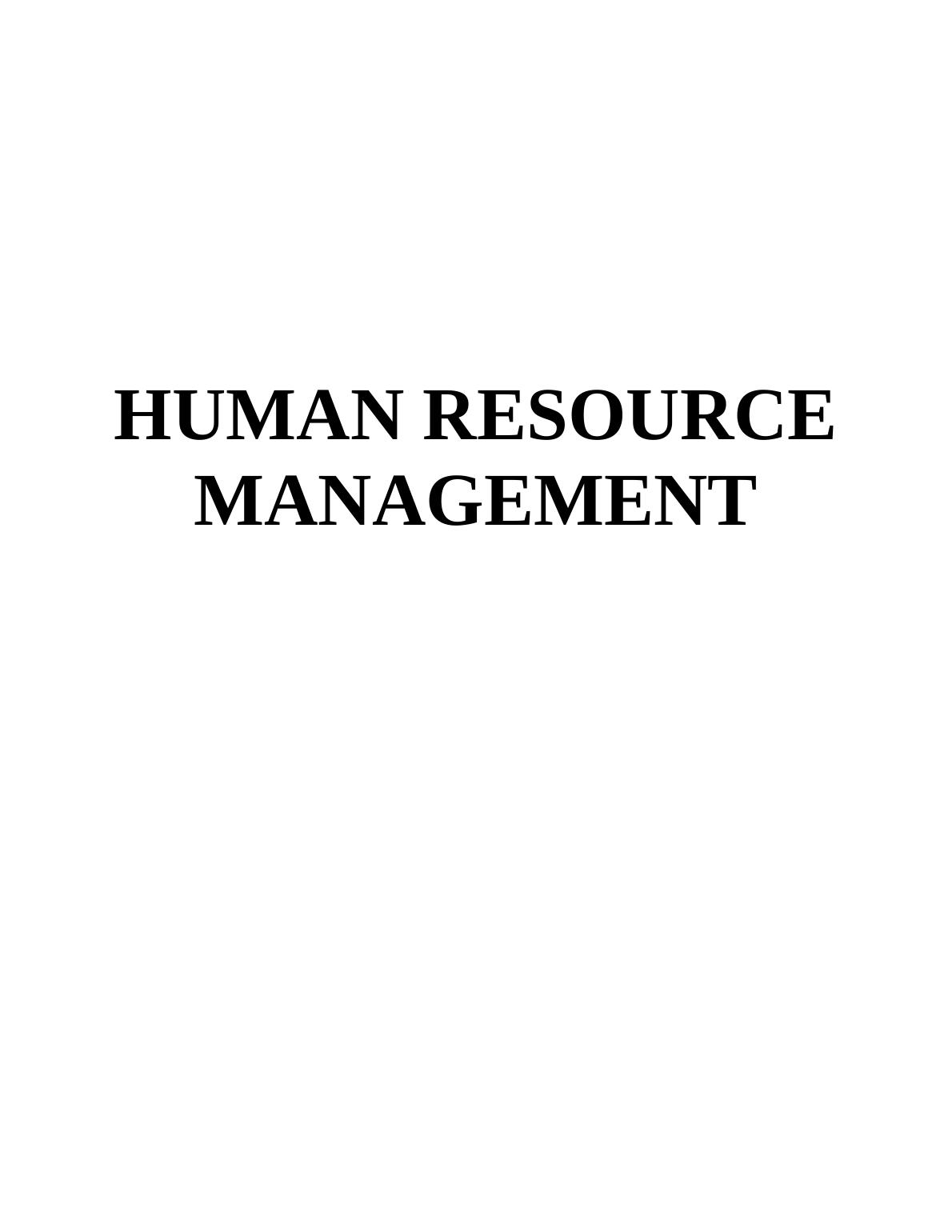 Human Resource Management (HRM) Assignment - Sainsbury_1