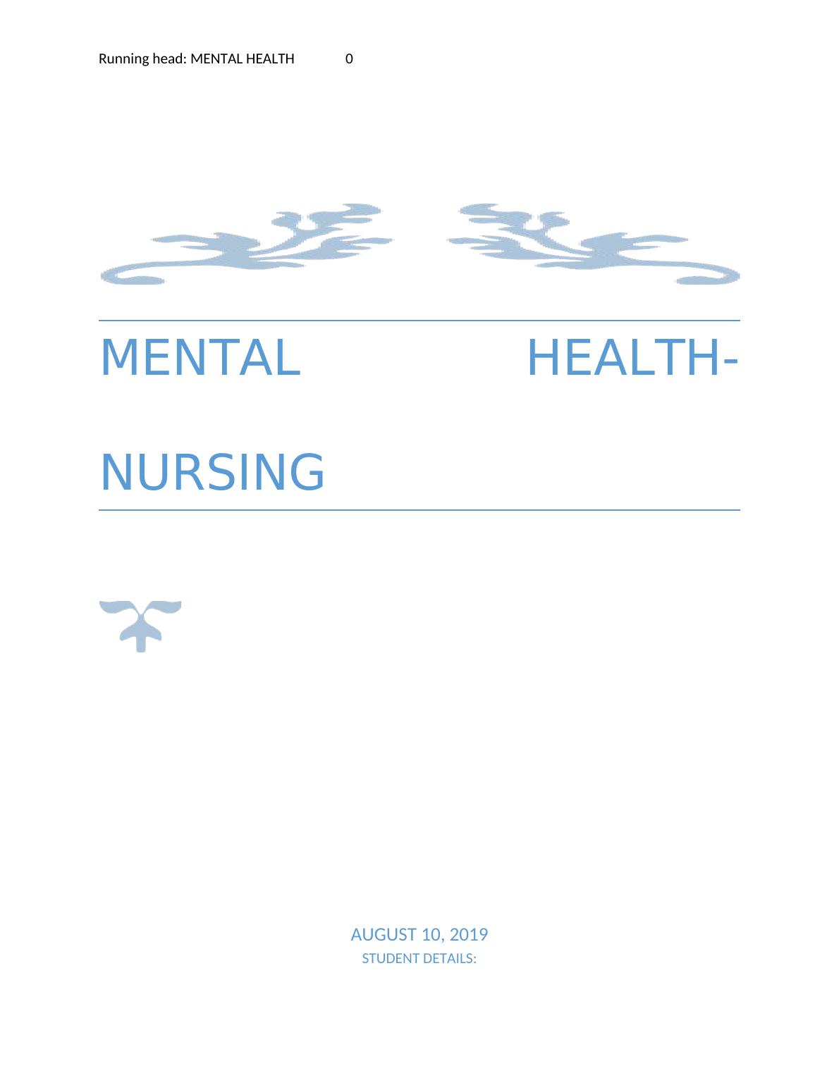 mental health assignment for nursing students