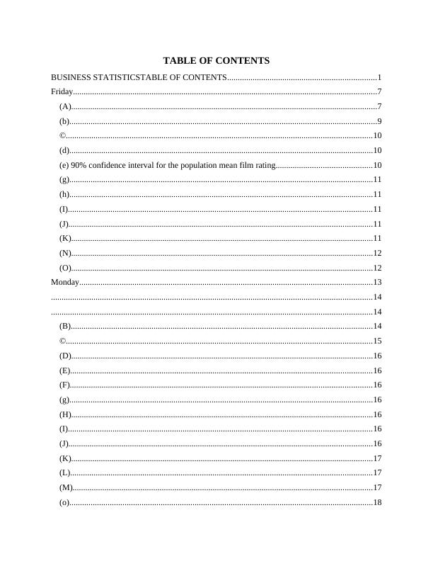 BUSINESS STATISTICS TABLE OF CONTENTS TABLE OF CONTENTS_2