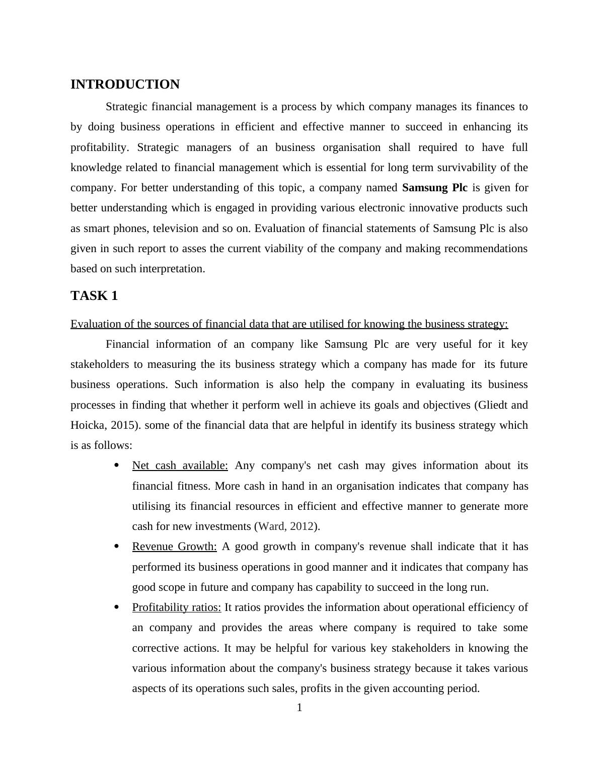 strategic financial management assignment