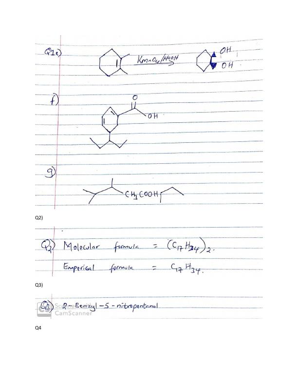 chemistry assignment answer