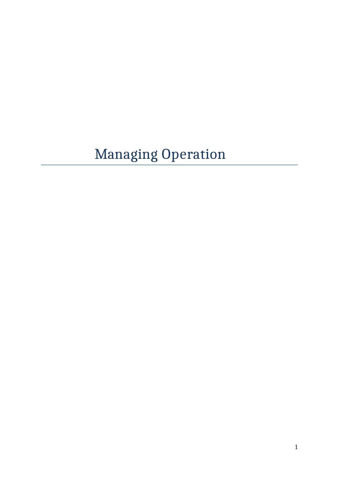 Managing Operation Assignment Sample