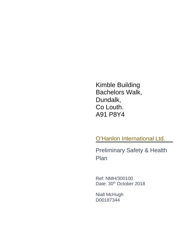 Preliminary Safety & Health Plan for Kimble Building_1