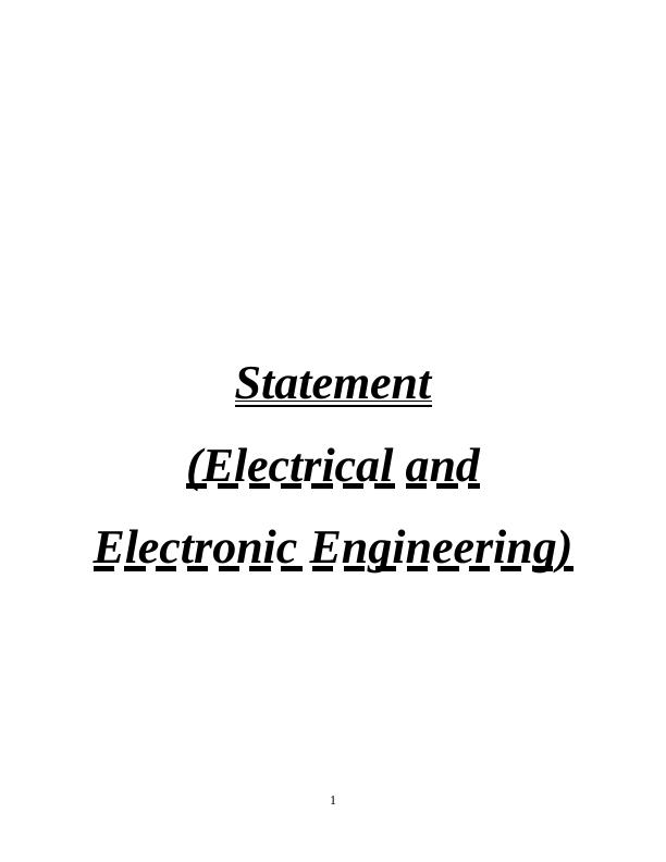 electrical and electronic engineering personal statement