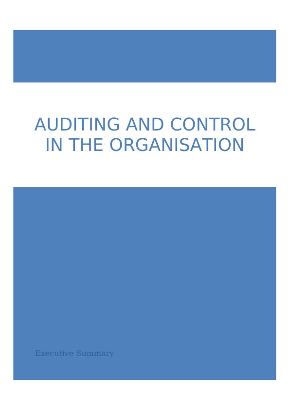 Auditing and Control in the Organisation Desklib