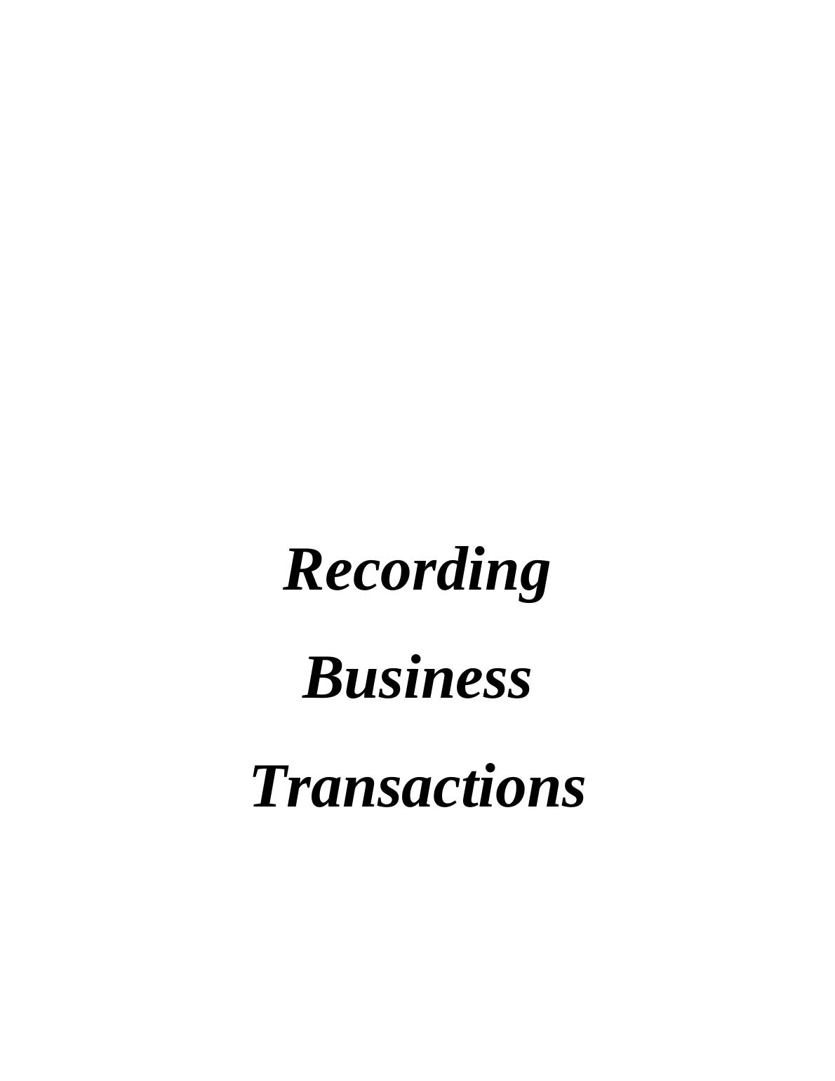 Recording Business Transactions Desklib