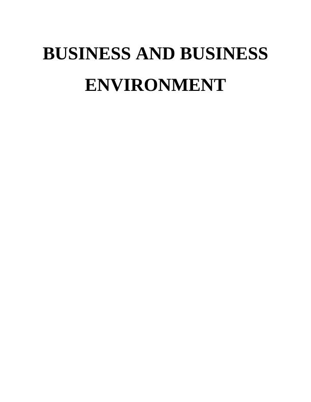 (solved) Business and Business Environment- Assignment_1