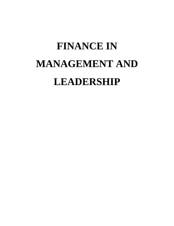 Financial Management  and Leadership_1