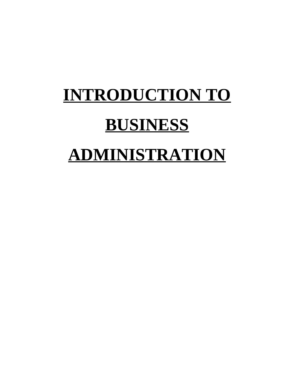 Introduction to Business Administration