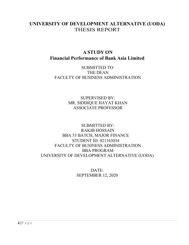 thesis on bank performance