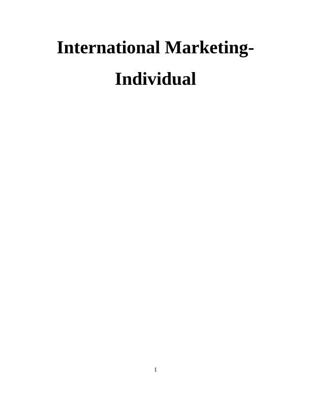 International Marketing(IM) Assignment_1