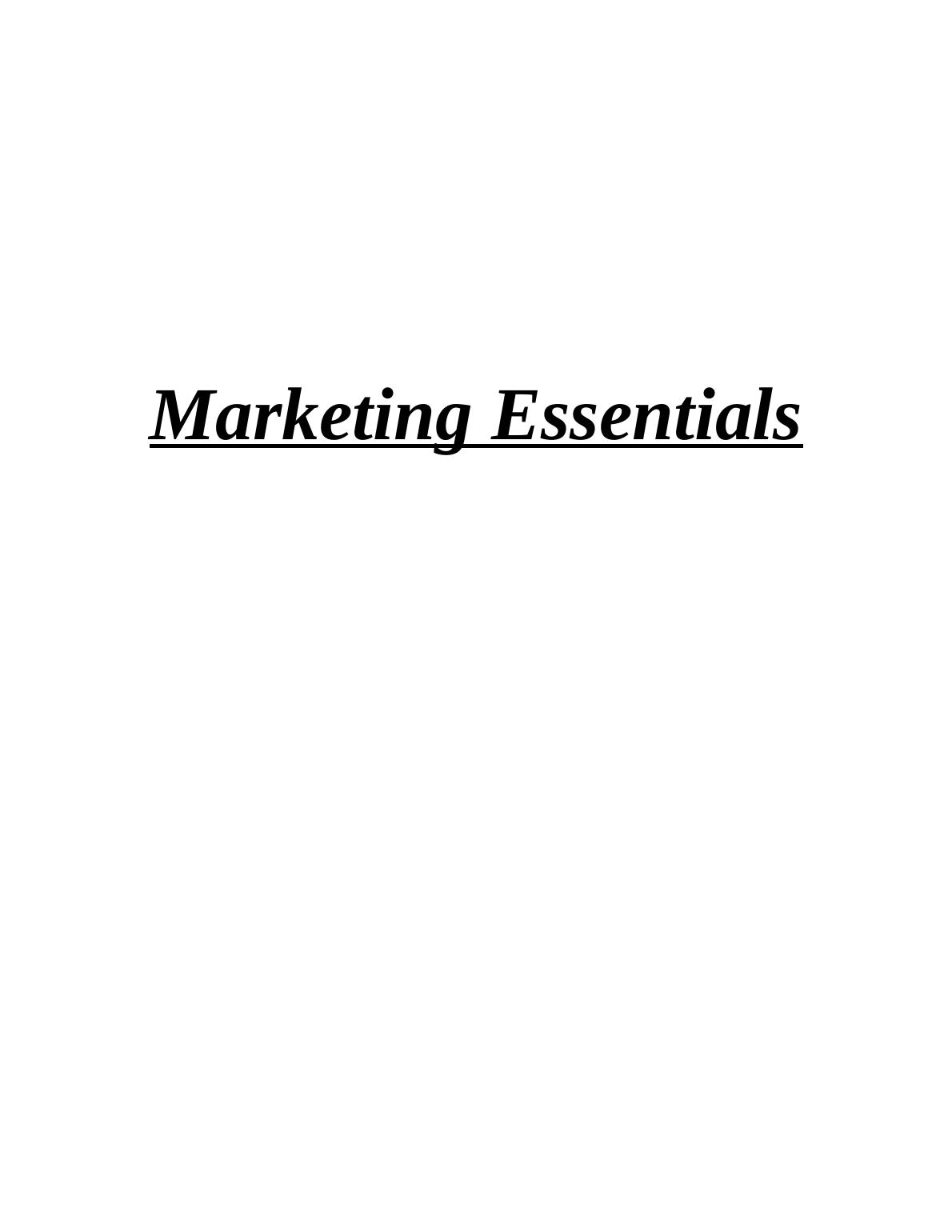 Marketing Essentials - Hilton hotel  Assignment_1