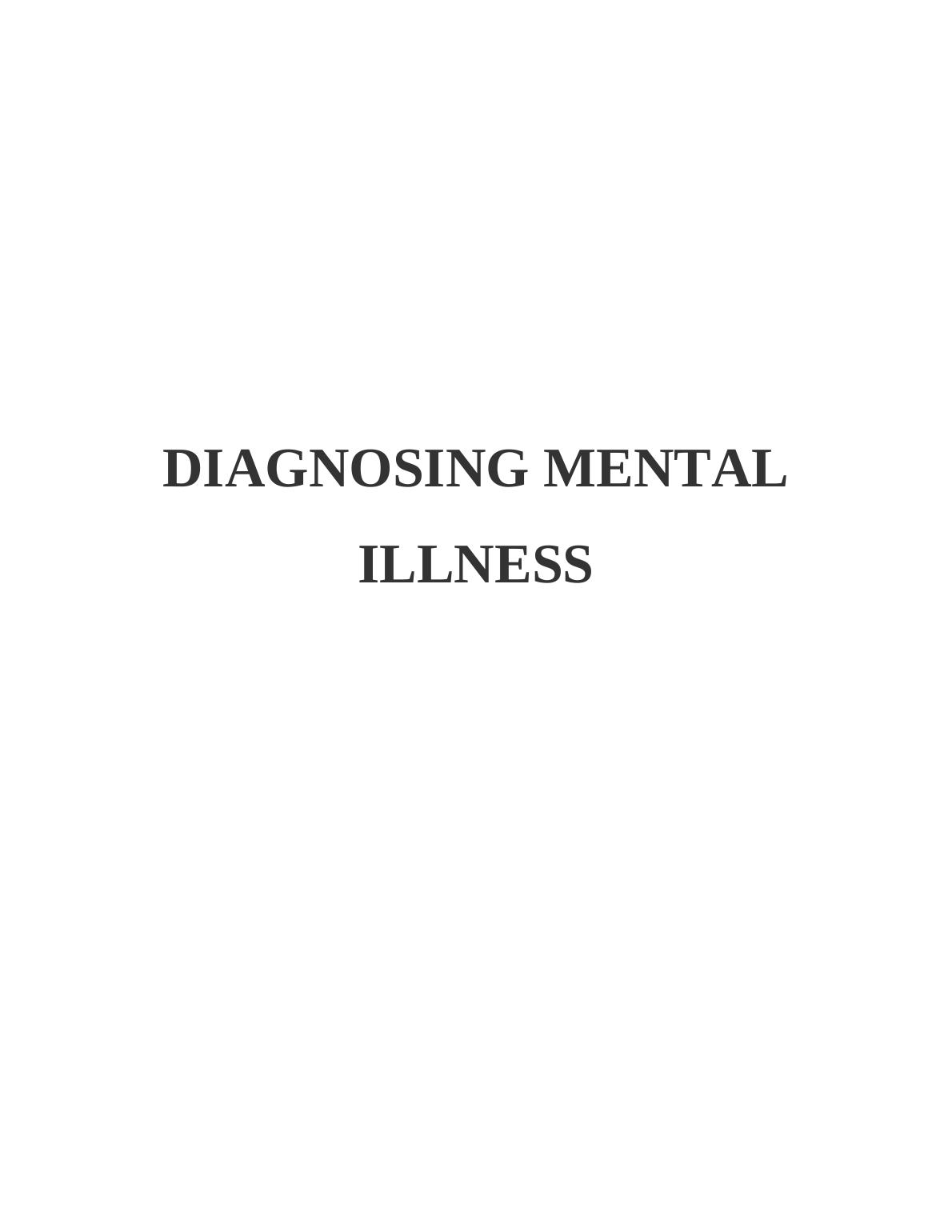 Diagnosing Mental Illness Assignment_1