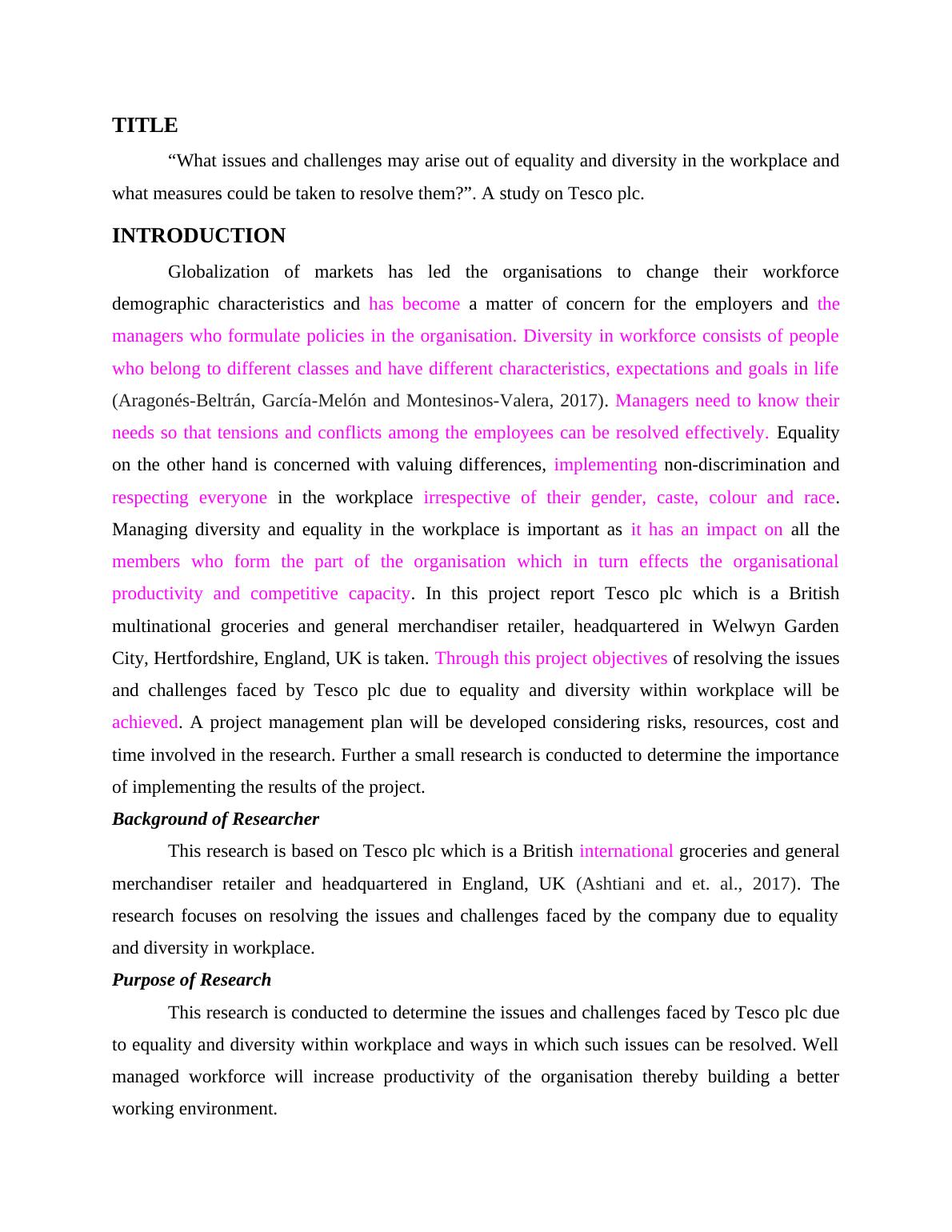 Managing A Successful Business Project - Tesco Plc Assignment