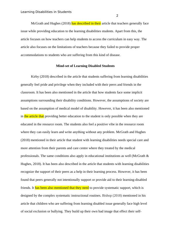 Learning Disabilities in Students: Journal Article Analysis_3