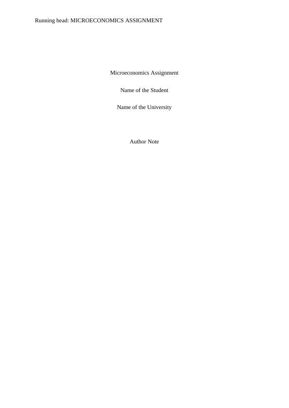 Sample Assignment on Microeconomics_1