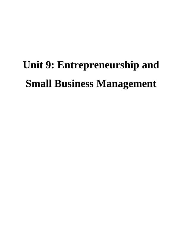Unit 9: Entrepreneurship and Small Business Management_1