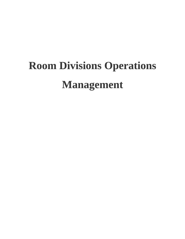 Project on Room Divisions Operations Management_1